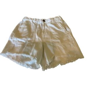 Aerie Denim Jeans Shorts White Raw Hem Elastic Waist In Back Size XS